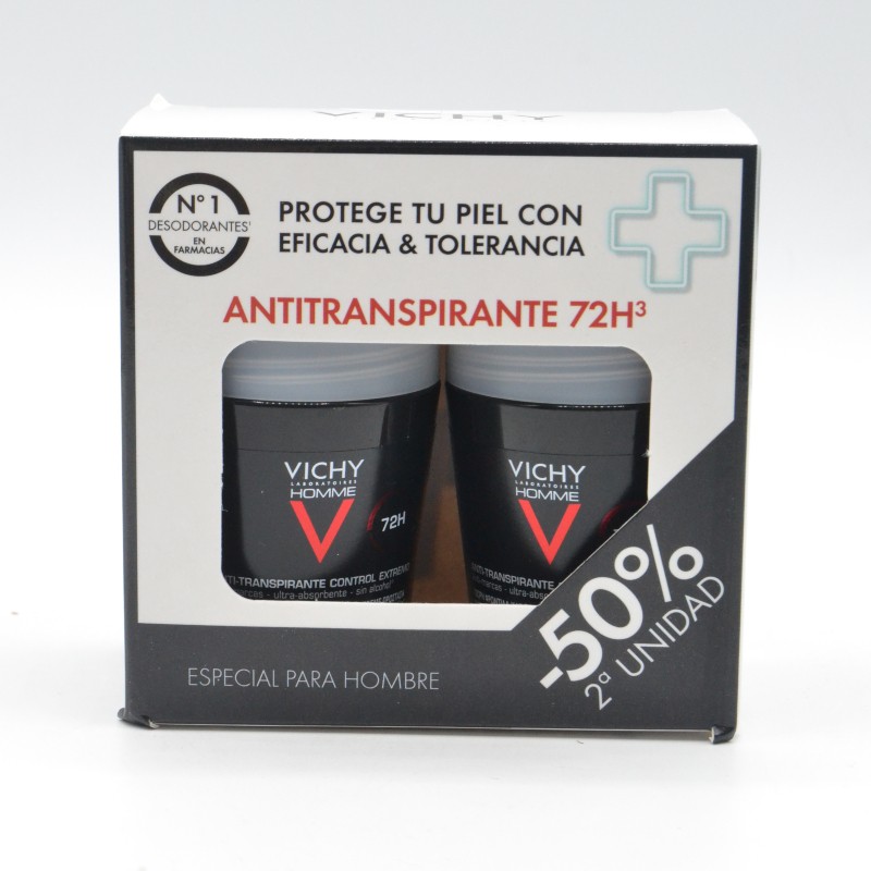 DESODORANTE VICHY DUPLO HOMBRE ANTI-TRANSPIRANTE 72H NEGRO Desodorantes